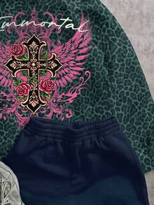 Attitoon Women's Leopard Print Streetwear Sweatshirt - Multicolor - View 3