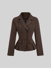 Sweetra Fashionable Intellectual Urban White-Collar Commute Versatile High-Knowledge Mature Woman Elegant French Vintage Wool Blend Autumn/Winter Unique Design New Women's Blazer Jacket - Brown - View 1