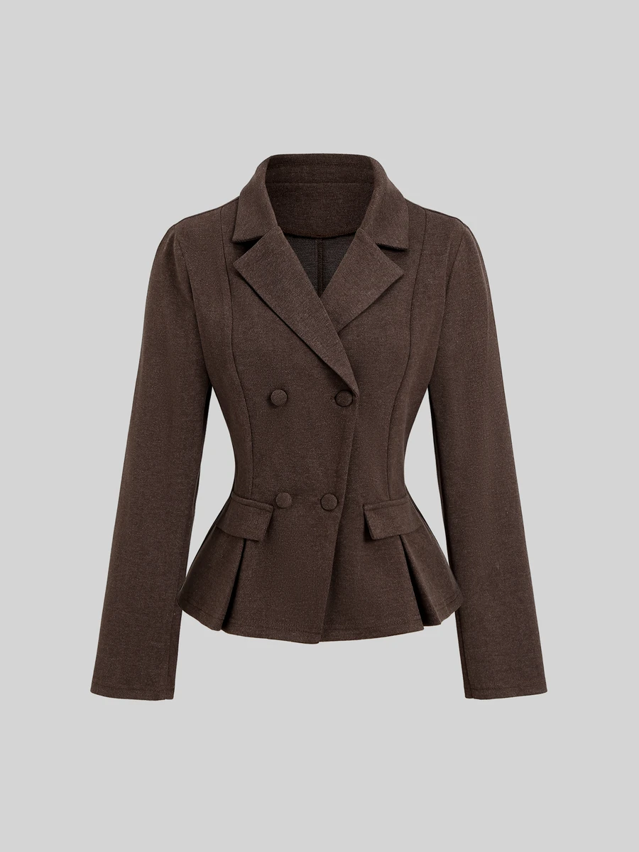 Sweetra Fashionable Intellectual Urban White-Collar Commute Versatile High-Knowledge Mature Woman Elegant French Vintage Wool Blend Autumn/Winter Unique Design New Women's Blazer Jacket - Brown - View 1