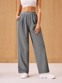 OutZeal Women Sports Pants Gym Workout Casual Lightweight Elastic Waist Straight Leg Active Bottom For Spring Summer - Dark Grey - View 7