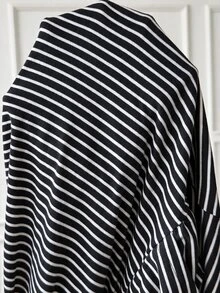 SHEIN Maternity Nursing Striped Colorblock Long Sleeve Minimalist Top - Black - View 8