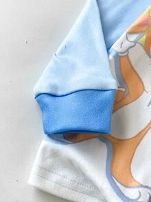 LOONEY TUNES X SHEIN Baby Boy Cartoon Print Long Sleeve Top And Leggings Loungewear Set - Blue - View 4