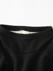 SHEIN 少女緊身褲，休閒優雅 2 合 1 蝴蝶結圖案裙褲，適合春、秋、夏季穿著，完美適合外出 - 黑色 - 查看 6