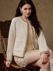 Anewsta Women's Colorblock Fashion Versatile Daily Wear Cardigan - Pale Yellow - View 7