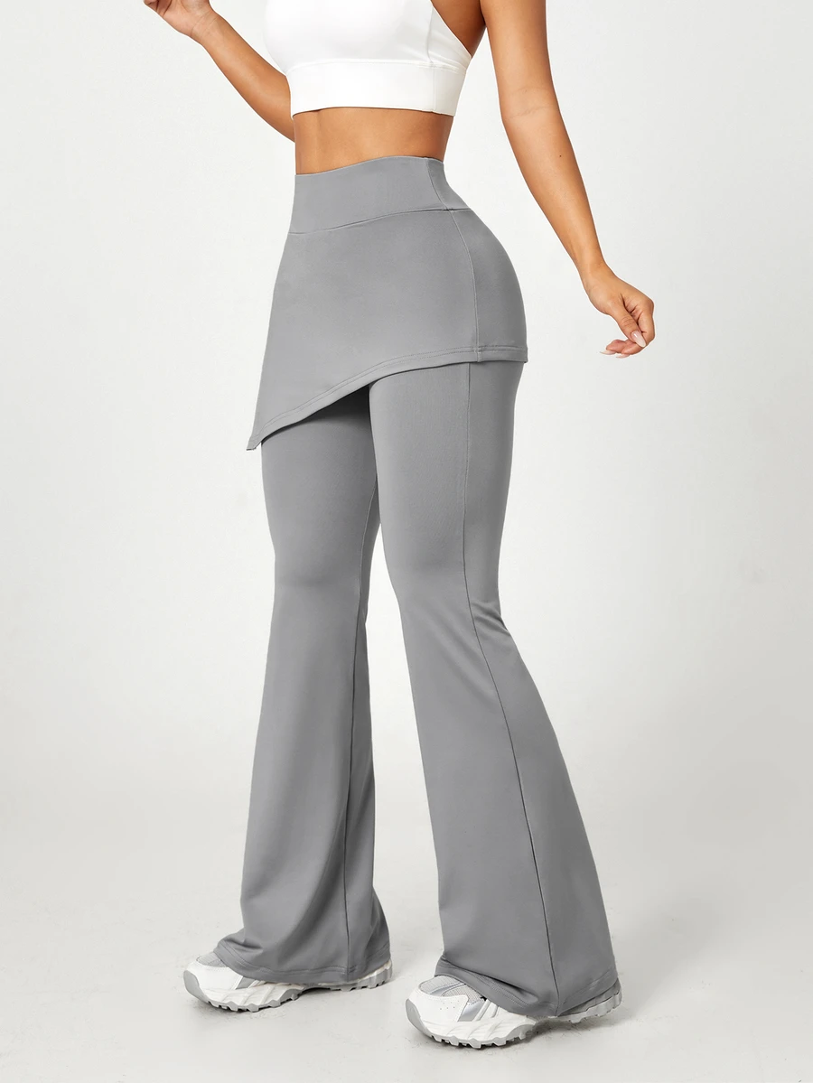 Eassivo Women's Elastic High Waist Sports Pants - Grey - View 1