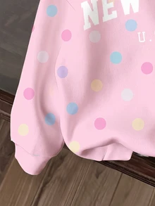 Tween女孩可愛印花淺粉色圖案冬季衛衣，Style 2 服飾，寬鬆圓領長袖 - 白色 - 查看 4