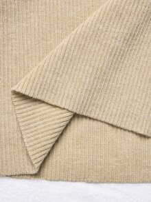 Anewsta Essential Setelan Rajut Bergaris 2 Potong Wanita dengan Kerah Tinggi, Desain Kancing Kerah Syal yang Dapat Dilepas, Sweater Lapisan Dasar Lengan Panjang Pas Badan, Atasan Dalaman Elegan untuk Musim Gugur/Dingin - Khaki - View 8