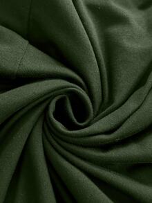 Cravure 大尺碼女款純色V領百褶休閒派對洋裝 - 軍綠色 - 查看 4