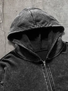 AXEPEAK 男士寬鬆舒適保暖休閒度假大學戶外時尚拼接連帽衛衣 - 黑色 - 查看 5