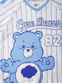 SHEIN X Care Bears 女童字母卡通印花休閒日常短袖T恤 - 藍色 - 查看 8