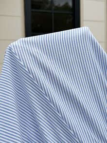 MaterniWear Maternity Floral Embroidered Striped Long Sleeve Elegant Shirt Dress - Blue - View 8