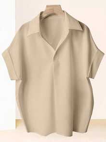 Franclia Fashionable High-End French Design Loose Batwing Sleeve Collared Women's Blouse - Apricot - View 7