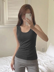 DAZY Women's Solid Color Casual Tank Top - Coffee Brown - View 16