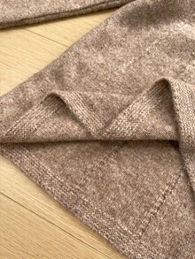 Sprig & Strand Women's Autumn/Winter Vintage Minimalist Half-Button Knit Sweater Top - Khaki - View 6
