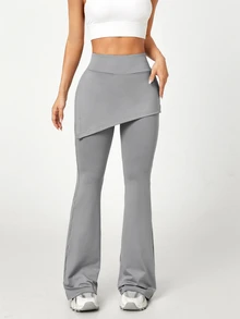 Eassivo Women's Elastic High Waist Sports Pants - Grey - View 4