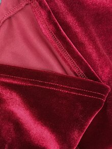 MaterniWear Maternity Solid Color Pleated Casual Elegant Chic Party Photoshoot Formal Dress Christmas Burgundy Fall - Red - View 8