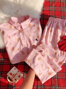 Comfortcana Women's New Striped Embroidered Loose Shirt And Pants Set - Pink - View 5