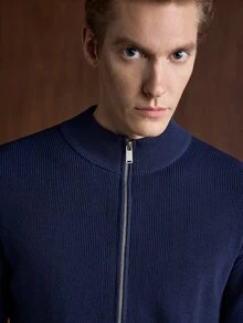 Manfinity CityGents Men's Solid Color Long Sleeve Zip-Up Knit Cardigan - Multicolor - View 7