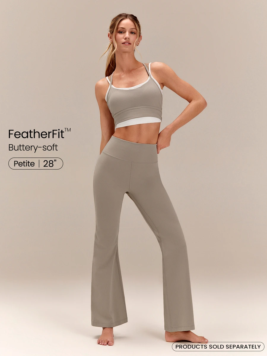 GLOWMODE 28" FeatherFit™ Flared Leggings Spring Summer - Khaki - View 1