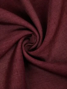 Fairmaia 女款純色方領蝴蝶結繫帶短袖洋裝 - 酒紅色 - 查看 8