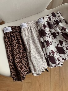 Comfortcana Bộ 3 quần short size lớn màu trơn và họa tiết cành cây, phù hợp mặc hàng ngày, đơn giản đa năng thoải mái - Nhiều màu - Xem 5