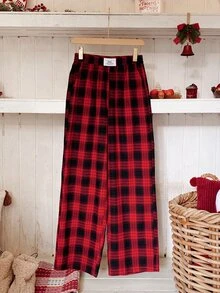 Comfortcana Spring/Summer Loose Casual Vacation Patch Straight Leg Long Pants - Red - View 5