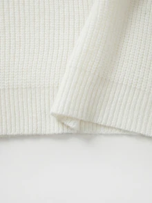 SHEIN Fall Casual Half Zip Stand Collar Knit Two‑Piece Outfits, Women Drop Shoulder Sweater & Wide Leg Pan - Beige - View 7