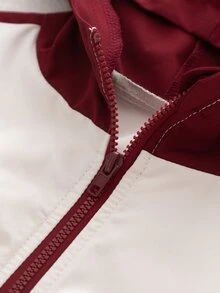 SHEIN 2件組男童休閒拼接色連帽衛衣與長褲套裝，運動戶外秋季款 - 紅色 - 查看 5