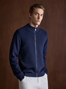 Manfinity CityGents Men's Solid Color Long Sleeve Zip-Up Knit Cardigan - Multicolor - View 4