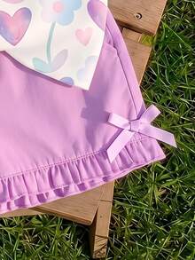 Young Girl Casual Fashion Cute Flutter Sleeve Round Neck Top, Suitable For Spring And Summer - Multicolor - View 4