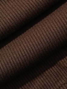 DAZY Men's Solid Color Crew Neck Long Sleeve Top & Long Pants Loungewear Set - Coffee Brown - View 7