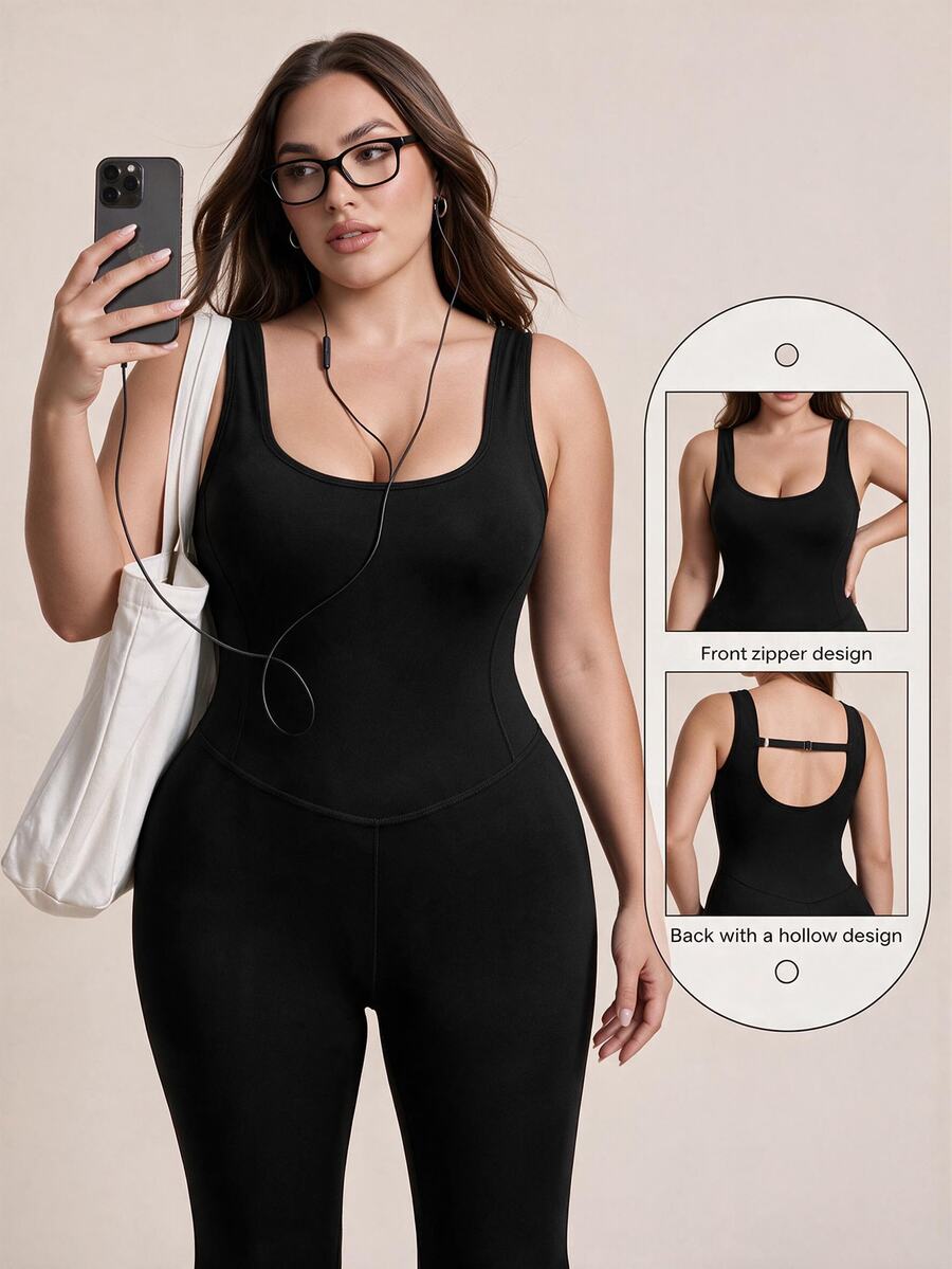 Rhythm Era Women's Plus Size Solid Color Minimalist Daily Long Jumpsuit - Multicolor - View 1