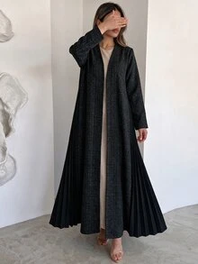 Yasveil Abaya dengan Lipatan di Bagian Bawah dan Bukaan di Bagian Depan - Dark Green - View 5