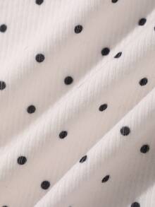 Dazy Tall Women's Round Neck Lace Patchwork Polka Dot Elegant T-Shirt - White - View 3