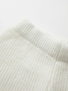 SHEIN Fall Casual Half Zip Stand Collar Knit Two‑Piece Outfits, Women Drop Shoulder Sweater & Wide Leg Pan - Beige - View 3