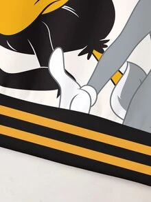 LOONEY TUNES X SHEIN 男嬰條紋字母印花圓領長袖休閒運動衫 - 白色 - 查看 4