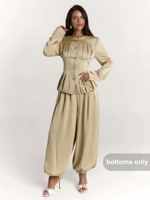 SHEIN BAE Women's Solid Color Pocket Commuter Versatile Fashion Suit Pants - Khaki - View 4