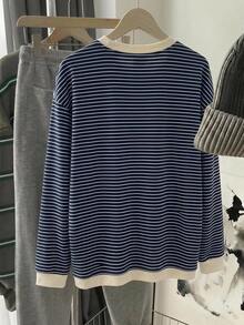 Muvela Women's Striped Casual Long Sleeve T-Shirt For Daily Wear - Multicolor - View 2