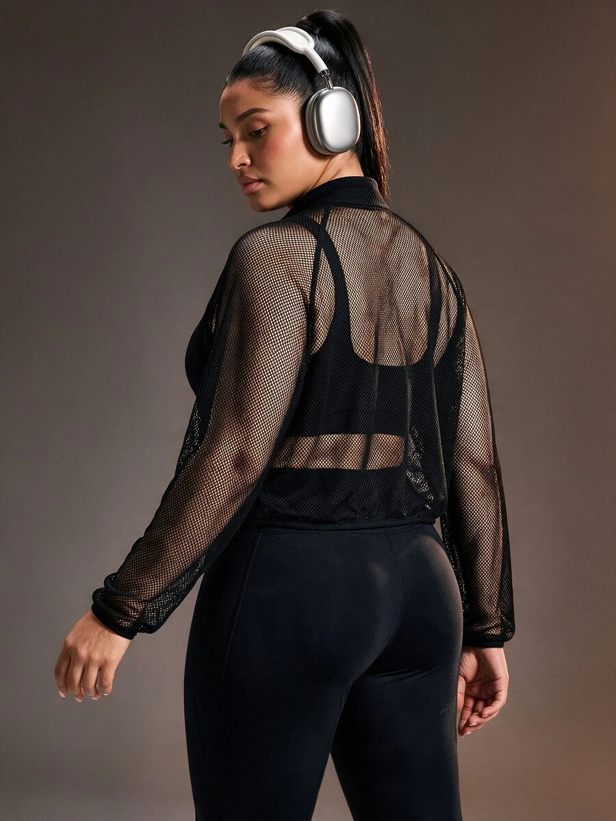 Powerista Women Plus Size Sports Jackets Fall - Black - View 1