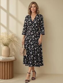 EMERY ROSE Women's High Waist Long Sleeve Pattern Print Dress - Multicolor - View 4