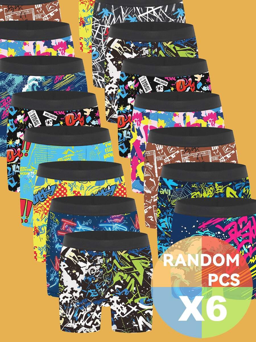 Notgurli 1/3/6pcs Men's Square Boxer Briefs Fashion Random Print - Multicolor - View 1