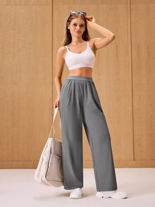 OutZeal Women Sports Pants Gym Workout Casual Lightweight Elastic Waist Straight Leg Active Bottom For Spring Summer - Dark Grey - View 6
