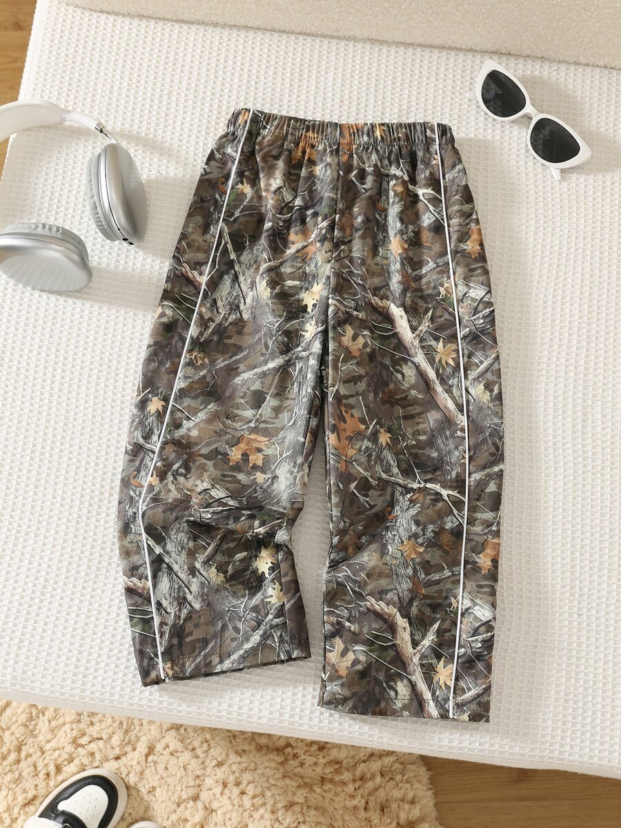 SHEIN 1件男童百搭時尚直筒長褲,適合日常穿著、上學、旅行、運動,四季皆宜 - 彩色 - 查看 1