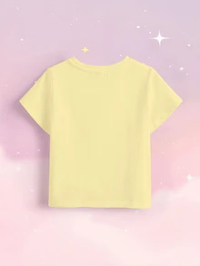 SHEIN X Care Bears 女童彩虹印花圓領短袖休閒T恤 - 白色 - 查看 7