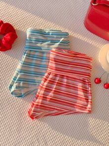 Comfortcana Women's Striped Pattern Fashion Casual Ultra Short Shorts - Multicolor - View 5