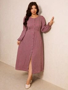 Elaquor Vestidos Talla Grande Otoño - Rojo - Ver 6
