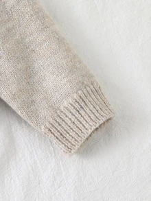 SHEIN 少女休閒時尚高領針織毛衣 + 針織寬腿褲 2件套套裝 - 灰色 - 查看 4