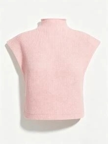SHEIN PariChic 女款素色休閒日常穿著針織上衣 - 粉色 - 查看 2