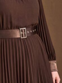 MOTF PREMIUM PLUS SIZE RUCHED WAIST SHORT DRESS, AUTUMN/WINTER - Mocha Brown - View 2