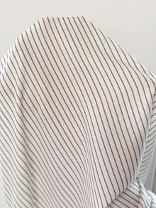 Snug Reverie Korean Style Striped Bow Pajama Set Women's Lapel Loungewear - White - View 7